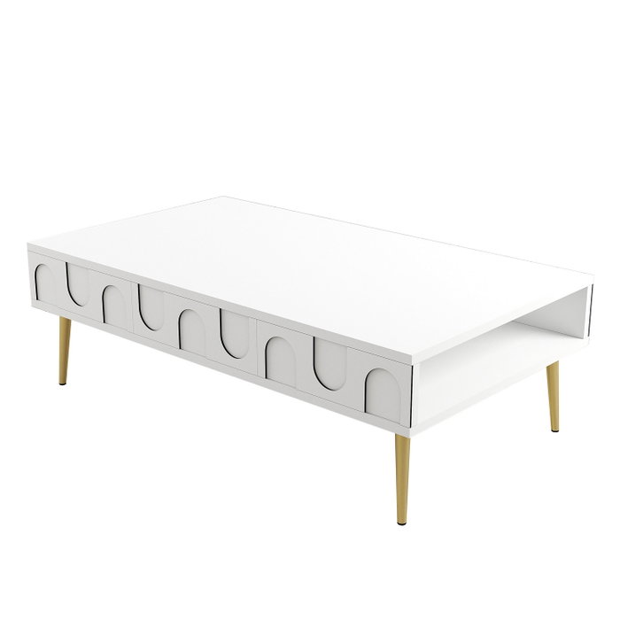 Hanah Home Lyon 33 Mesa de Centro Blanca y Oro Hanah Home Lyon 33 Mesa de Centro Blanca y Oro